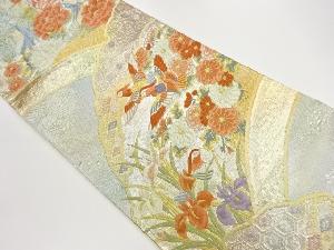 佐賀錦引箔花鳥に古典柄模様織出し袋帯